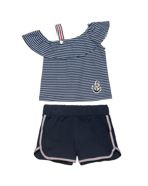 Set top with stripes and frill trim with shorts (18 months-5 years)