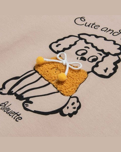 Long sleeve top   cotton fleece blend with eco fur (12 months-5 years)
