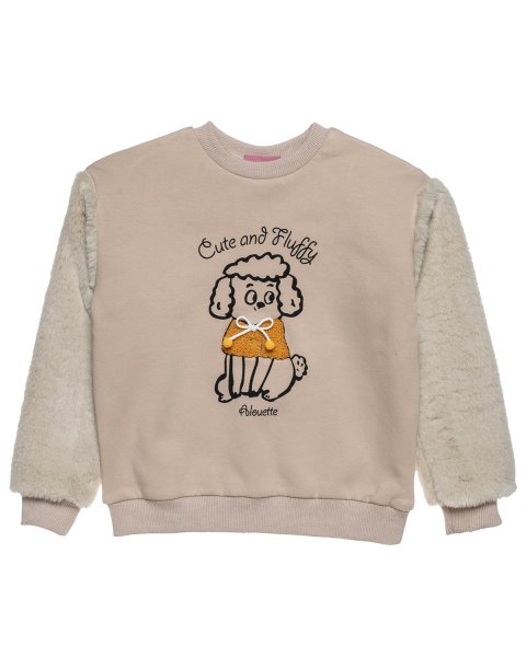 Long sleeve top   cotton fleece blend with eco fur (12 months-5 years)
