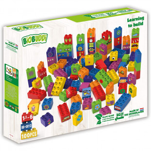 Τουβλάκια BIOBUDDI οικολογικά "Learning to build" 100 τμχ (1,5-6 ετών)