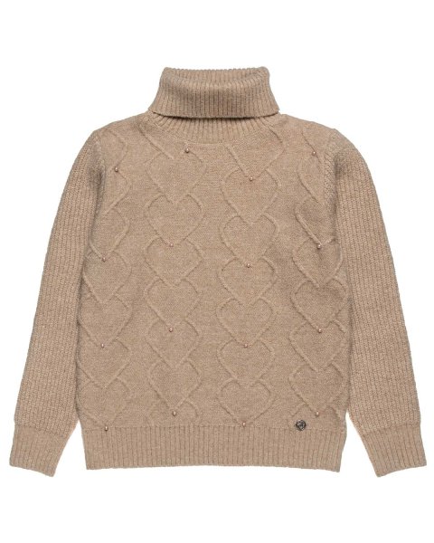 Sweater with thick knitting and pearls (6-16 years)