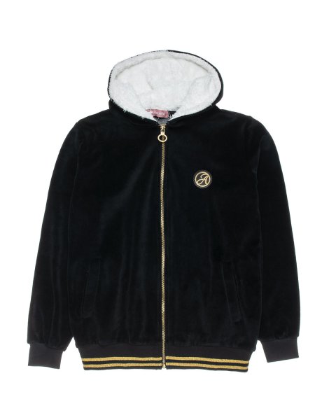 Zip hoodie cotton fleece blend with velour texture (6-16 years)
