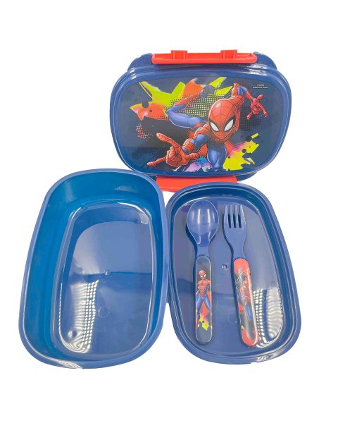 Lunch box Spiderman with fork and spoon