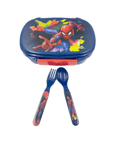 Lunch box Spiderman with fork and spoon