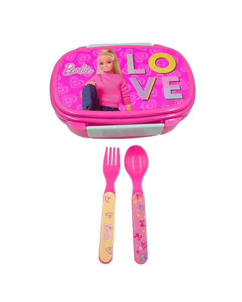 Lunch box Barbie with fork and spoon