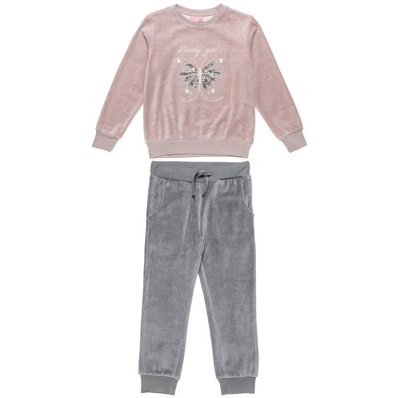 Tracksuit top with double sequin and pants (6-14 years)