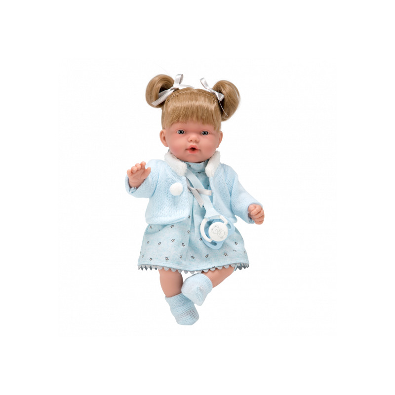 Toy doll with light blue dress and sound (3+ years)