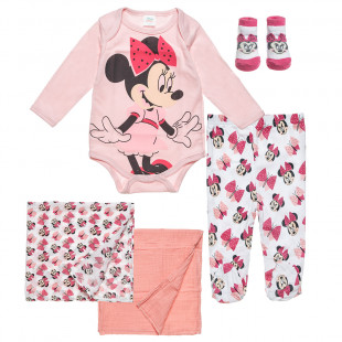 5-pieces set Disney Minnie Mouse babygrow, pants, shocks, 2 cuddle sheets (0-3 months)