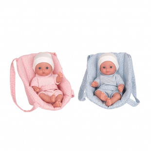 Toy baby doll with port-bebe in 2 colors