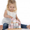 Toy label label from natural wood pink house cubes (18+ months)
