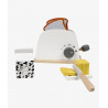 Toy Tryco wooden toaster with bread and butter