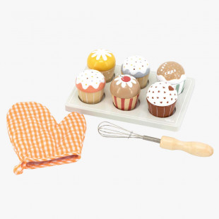 Toy Tryco wooden set with 6 cupcakes (18+ months)