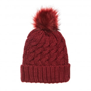 Beanie with thick knitting and pom pon one size (8-16 years)