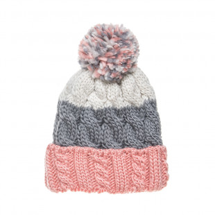Beanie with thick knitting and pom pon one size (8-16 years)