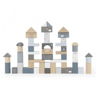 Toy label label from natural wood blue cubes 50pcs (18+ months)