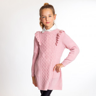 Dress knitted with frilled shoulders (2-5 years)