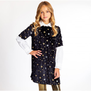 Dress velour with all over star (6-14 years)