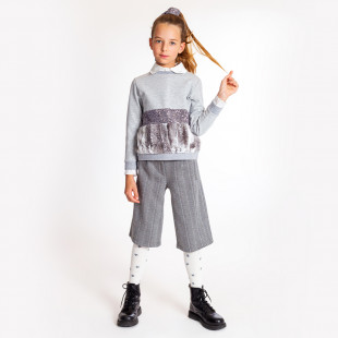 Trousers pied de poule fabric and detachable belt (6-14 years)