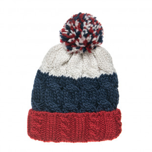 Beanie with thick knitting and pom pon one size (8-16 years)