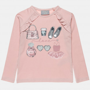 long sleeve top with ruffles and glitter details (2-5 years)