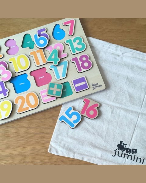 Toy Jumini from natural wood number puzzle (3+ years)
