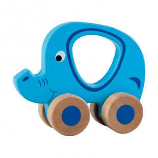 Toy Jumini from natural wood elephant with wheels (6+ months)