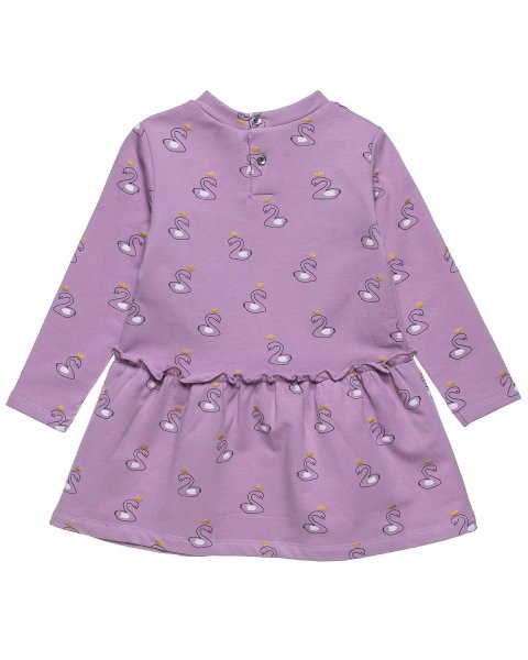 Dress cotton fleece blend with swan pattern (12 months-5 years)