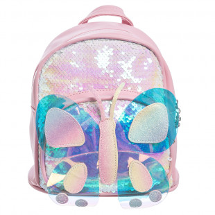 Backpack with sequin and 3D butterfly