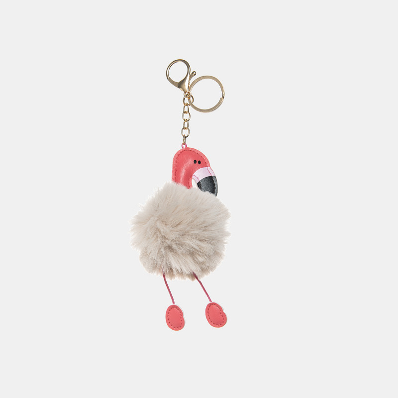 Keychain pom pon flamingo