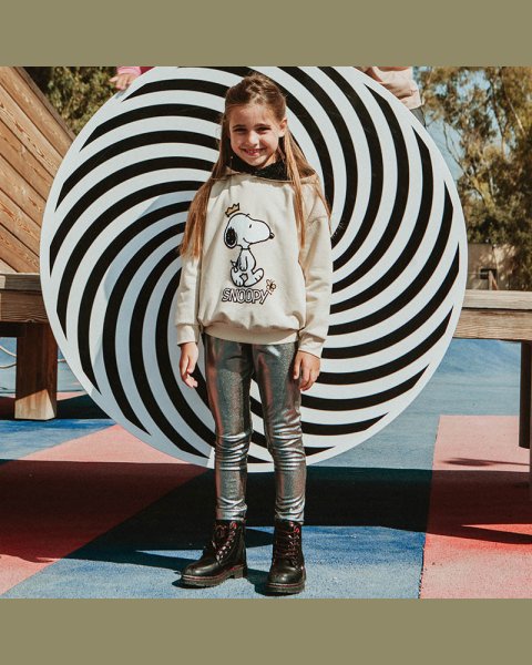 Long sleeve top cotton fleece blend Snoopy with embossed print (6-14 years)