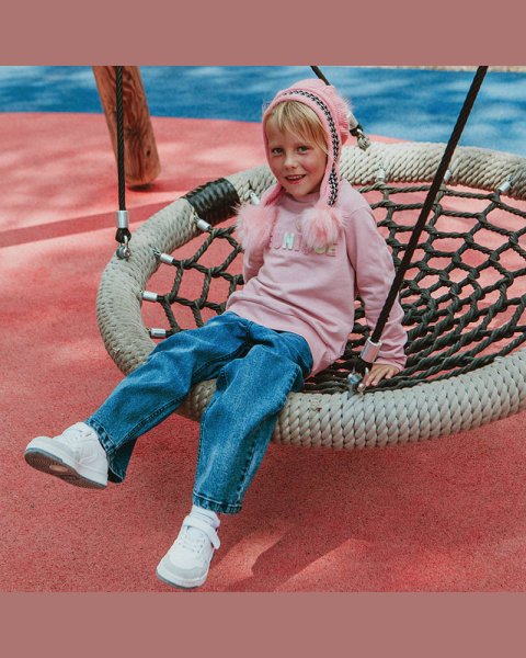 Long sleeve top cotton fleece blend Five Star with embossed letters (6-14 years)
