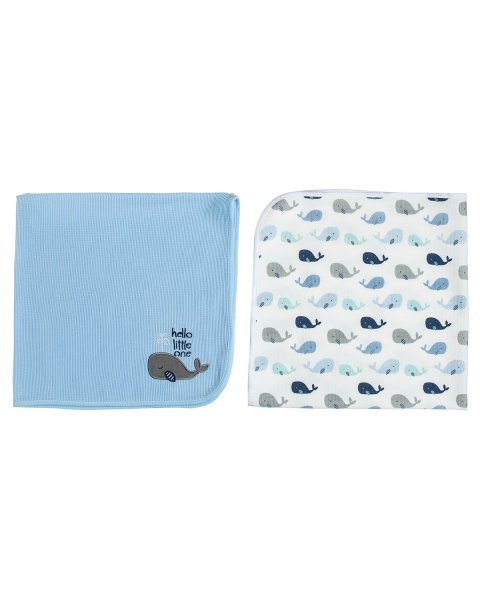 Blanket 2pcs pique 100% cotton φάλαινα (75x75cm)