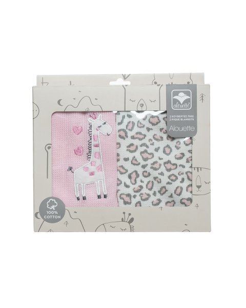 Κουβέρτα 2τμχ πικέ 100% cotton ροζ (75x75εκ.)