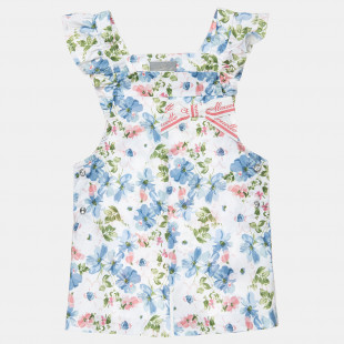 Playsuit with floral pattern, ruffles and decorative bow (18 months-5 years)