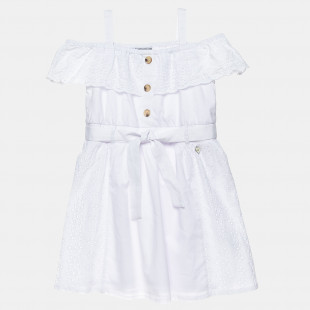 Φόρεμα με διάτρητα κεντήματα και βολάν (2-5 ετών)