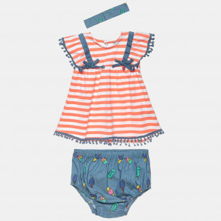 Set top with pom pon and denim underwear (3-18 months)