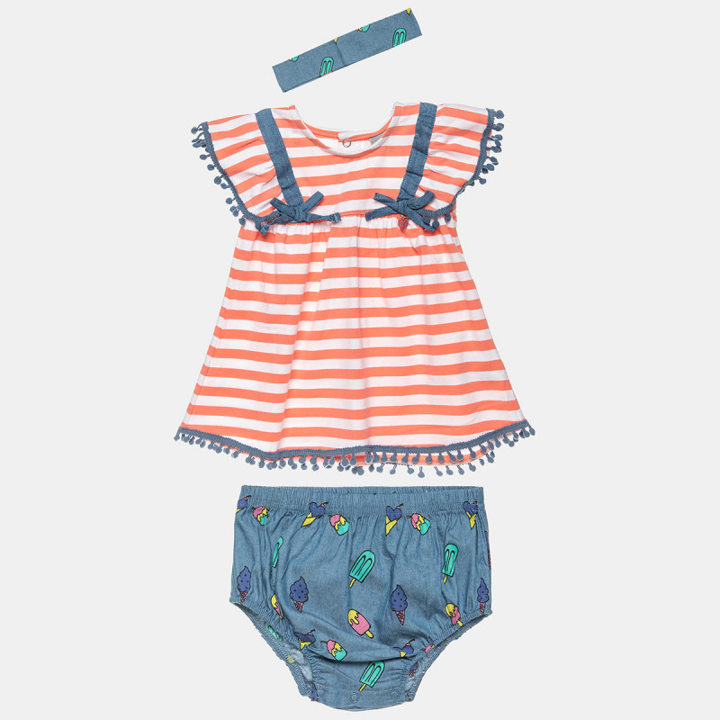 Set top with pom pon and denim underwear (3-18 months)