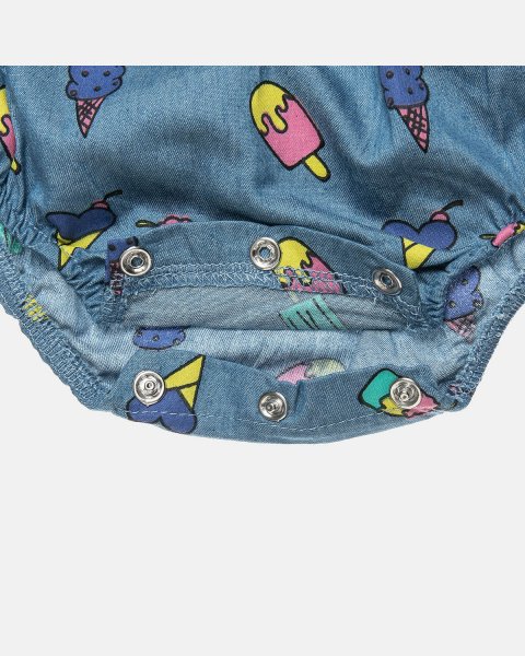 Σετ μπλούζα με πομ πον και denim βρακάκι (3-18 μηνών)