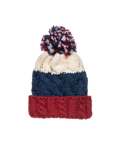 Beanie with thick knitting and pom pon one size (8-16 years)