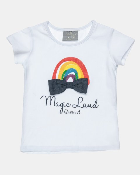 Top with glitter print and derocative bow (2-5 years)