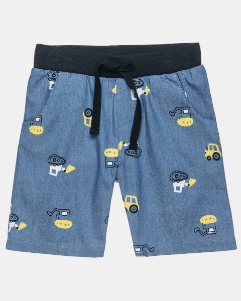 Set top with denim shorts with vehicles print (6 months-4 years)