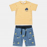 Set top with denim shorts with vehicles print (6 months-4 years)