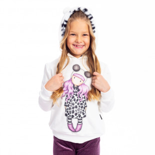 Long sleeve top cotton fleece blend with animal print hood (6-14 years)