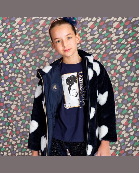 Long sleeve top with pearls and gold print (6-16 years)