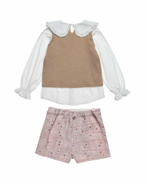 Set shirt with knitted top, shorts and tights (12 months-5 years)