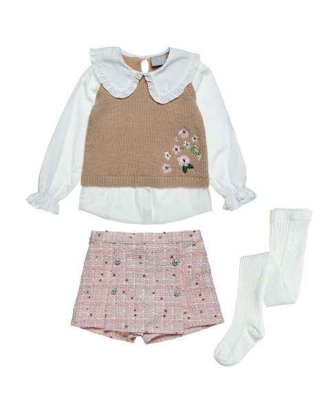 Set shirt with knitted top, shorts and tights (12 months-5 years)