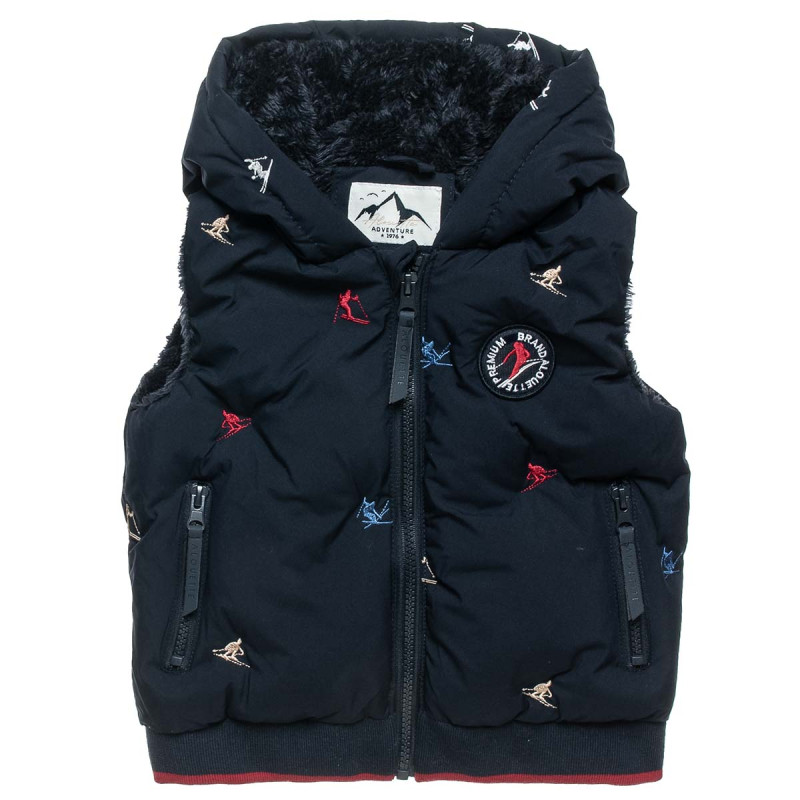 Vest jacket with ebroideries and eco fur lining (12 months-5 years)