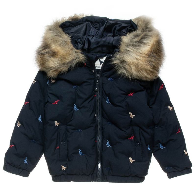 Jacket with ebroideries and eco fur lining (12 months-5 years)