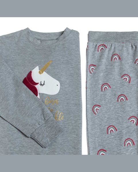 Pajamas unicorn with embossed design (6-14 years)