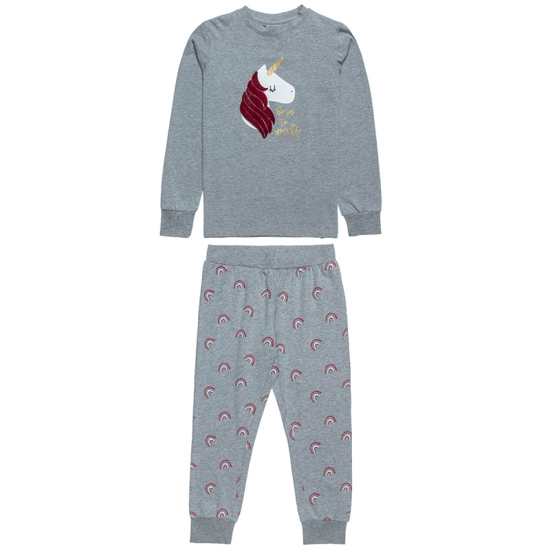Pajamas unicorn with embossed design (6-14 years)
